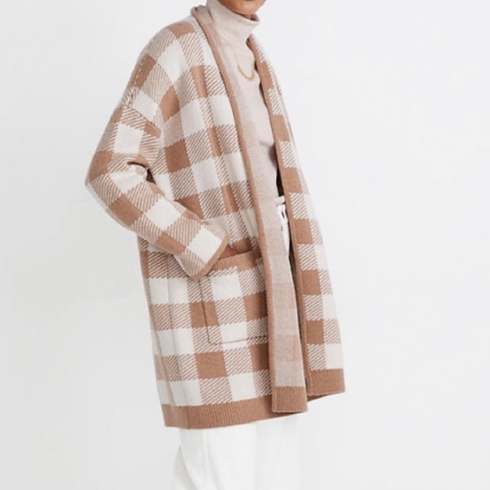 New Madewell Minetta Sweater Coat Buffalo Check XS